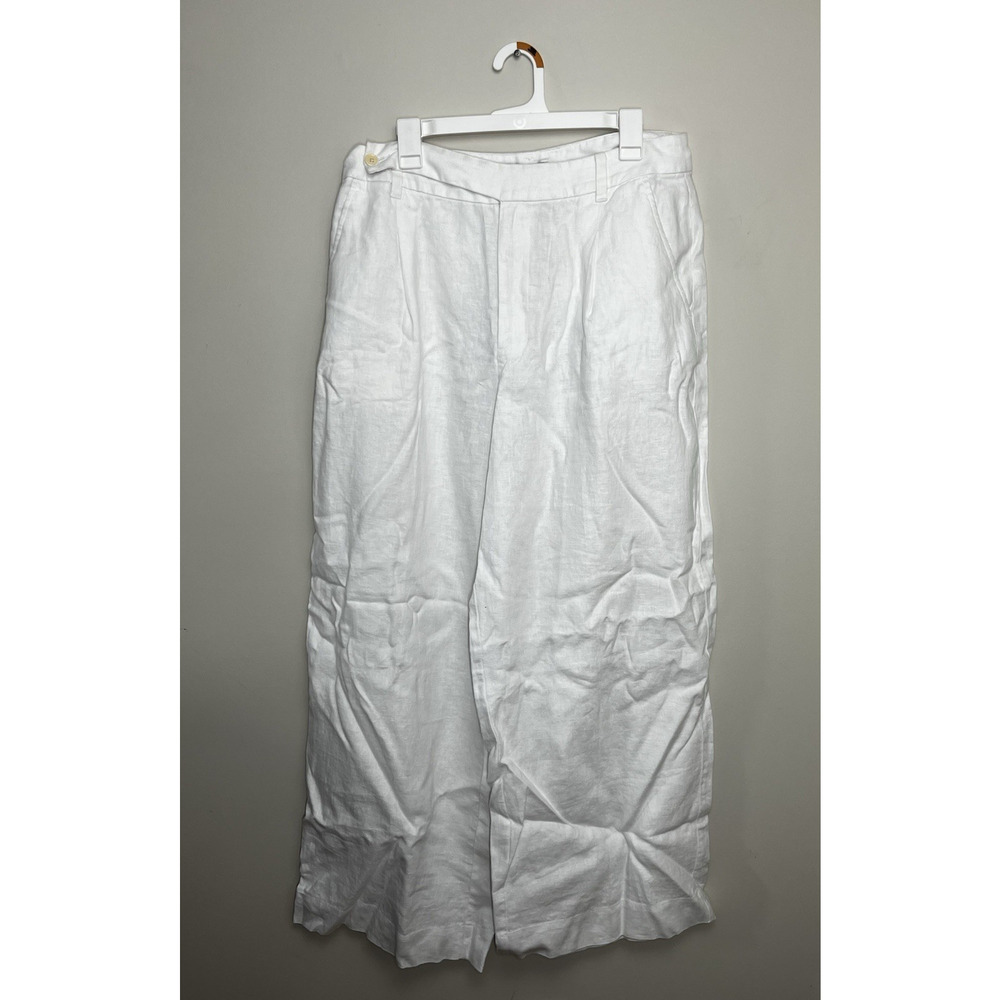 Madewell Harlow Wide Leg Pants in Linen Womens 14 White Pleated Coastal Flowy